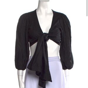 Black Tie-Front Top and Lavender Skirt Set